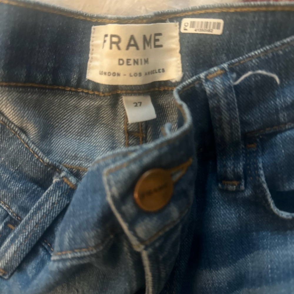 Frame Denim Blue Jeans with Button Detail - Picture 4 of 5
